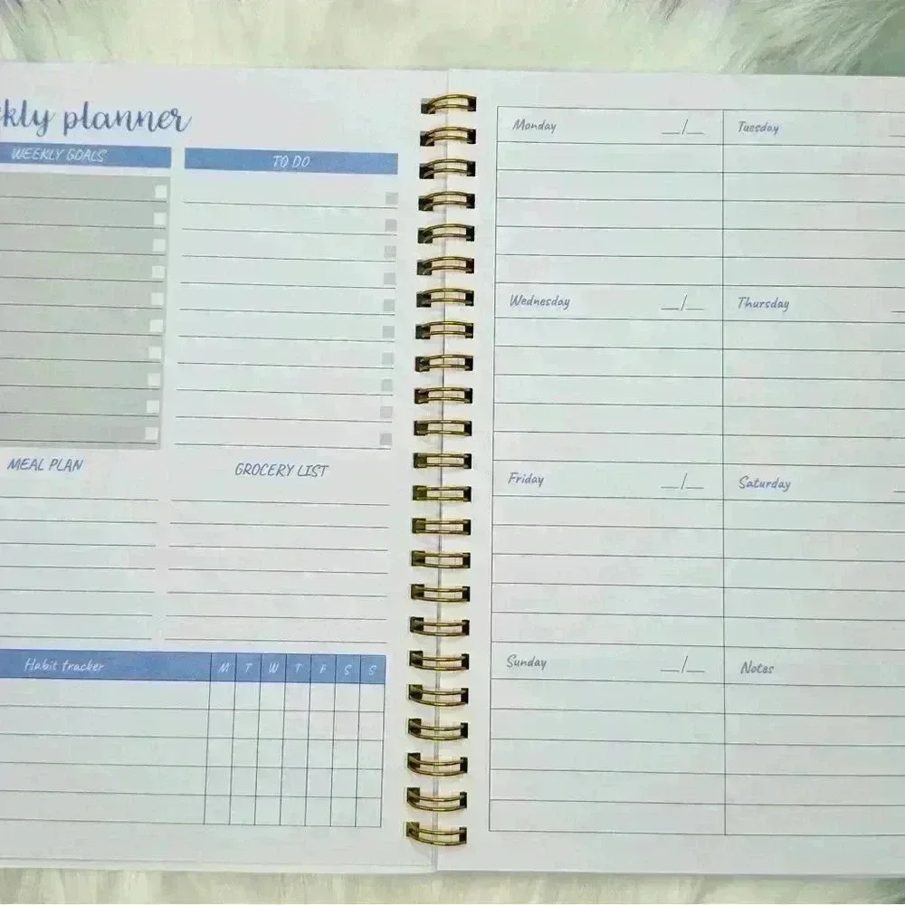 Weekly Planner and Purple Series Highlighter Pen Set Bundle